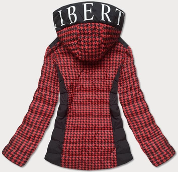 Kurtka damska we wzorki czarno-czerwona (w716-1)