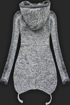 GRUBA BLUZA Z KAPTUREM CIEMNOSZARA (LX9911)