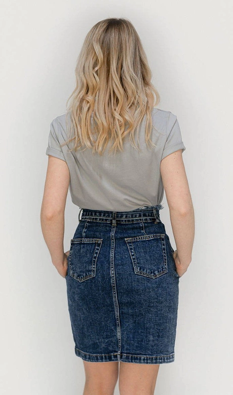 SPÓDNICA JEANSOWA Z PASKIEM NIEBIESKA (H8339)