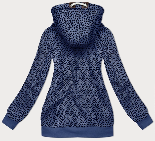 Rozpinana bluza damska w serduszka ciemna niebieska (2315)