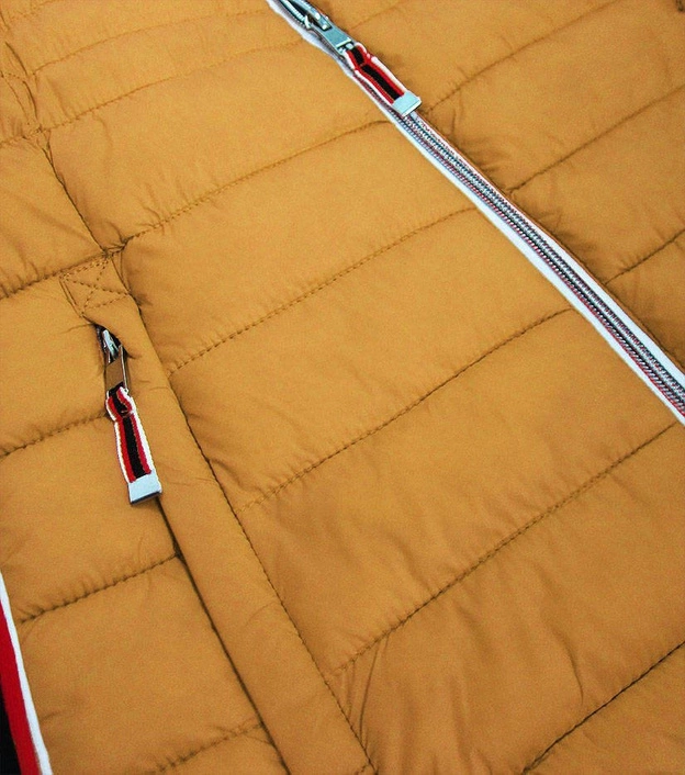 Pikowana kurtka damska z wstawkami żółta (7242)