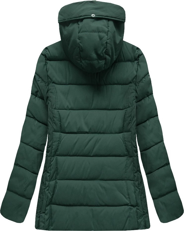 PIKOWANA KURTKA Z KAPTUREM BUTELKOWA ZIELEŃ (R9505)