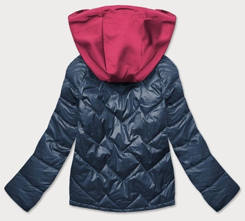 Kurtka damska z kapturem granatowo/różowa (bh2003)