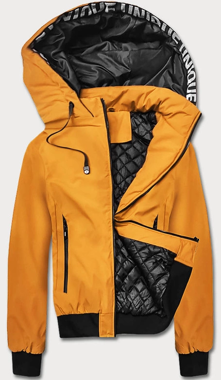 Sportowa kurtka męska z kapturem żółta (5M3111-254)