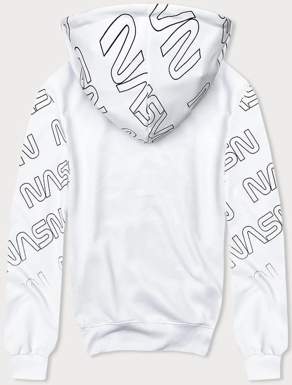 Męska bluza kangurka z nadrukiem biała (8B991-1)