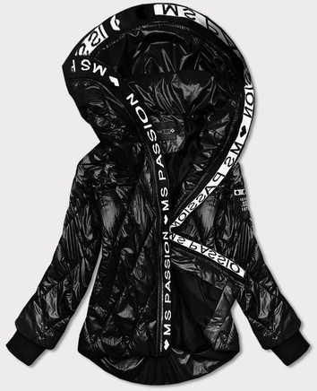 Pikowana kurtka damska z kapturem czarna (hs-1809)