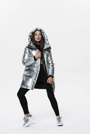 Srebrna kurtka zimowa damska  (9295b)