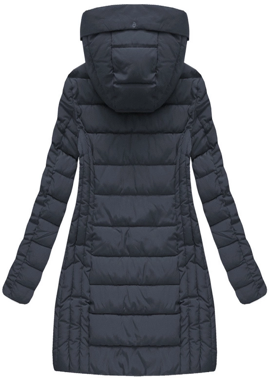 DŁUGA KURTKA Z KAPTUREM GRANATOWA (B1056-30)