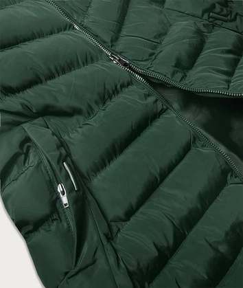 KAMIZELKA DAMSKA Z PUCHEM NATURALNYM BUTELKOWA ZIELEŃ (6810)