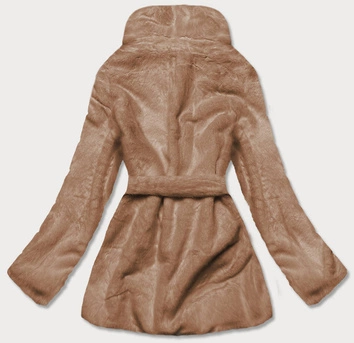 Damska kurtka futro z kołnierzem brązowa (gsq2166)