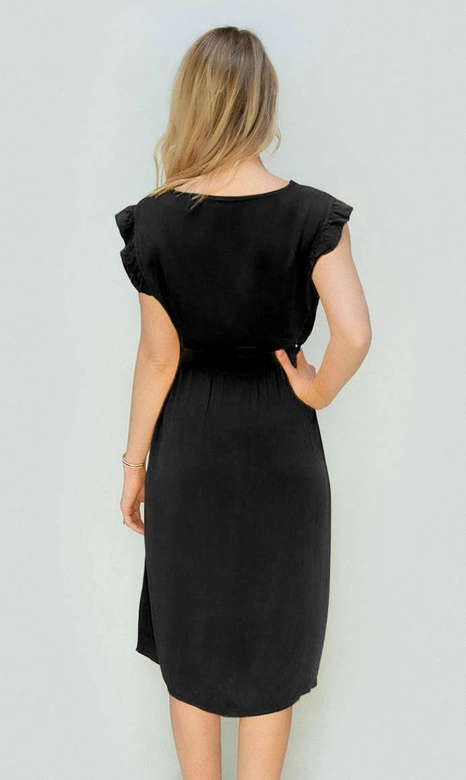 SUKIENKA MIDI Z GUZIKAMI CZARNA (395ART)