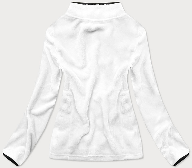 Pluszowa damska bluza ze stójką biało-czarna (hh002-45-1)