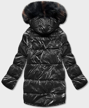 Dwustronna kurtka oversize czarno-brązowa (h-1088-01)