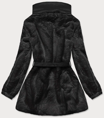 Kurtka futrzana ze stójką czarna (gsq2228)