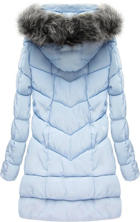 PIKOWANA KURTKA Z KAPTUREM BŁĘKITNA (W522)