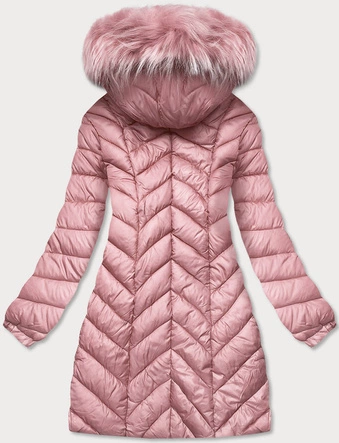 PIKOWANA KURTKA DAMSKA Z KAPTUREM RÓŻOWA (8916-R)