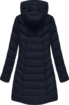 PIKOWANA DAMSKA KURTKA ZIMOWA Z KAPTUREM GRANATOWA (B2645)
