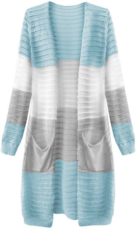 PRĄŻKOWANY KARDIGAN BŁĘKITNO-BIAŁY (222ART)