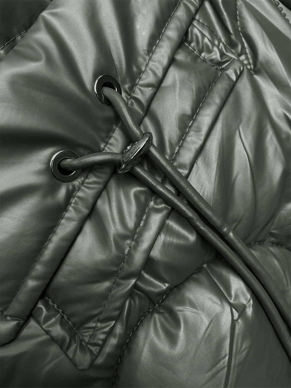 Taliowana kamizelka z kapturem khaki (B8172-11)