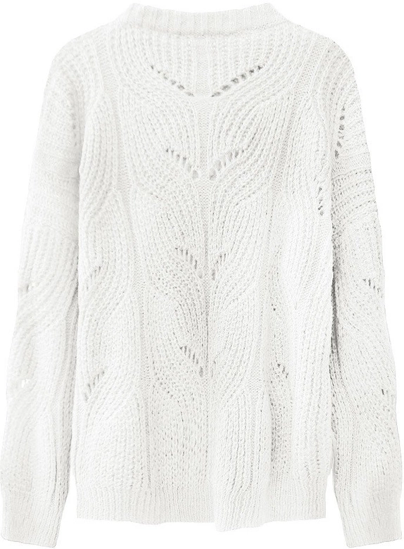 MIĘKKI AŻUROWY SWETER ECRU (495ART)