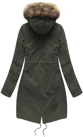 Zimowa damska parka z podpinką i kapturem army (7626BIG)