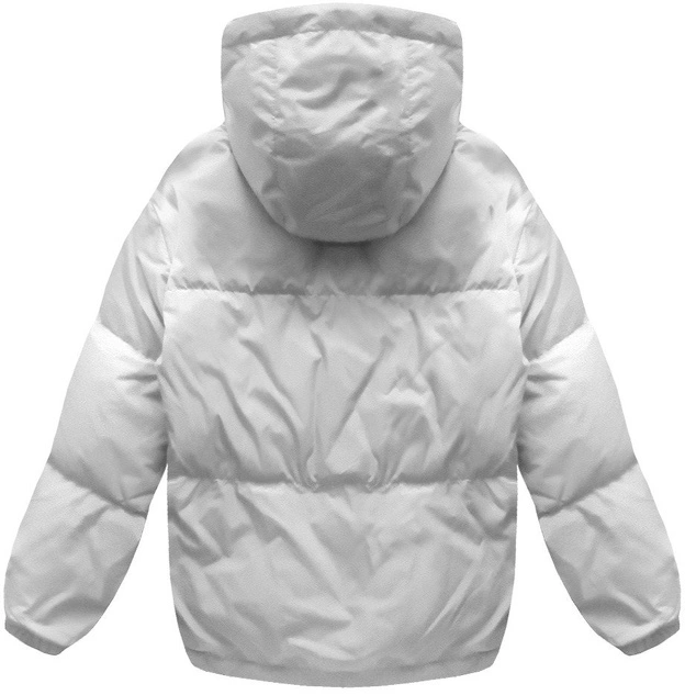 Krótka kurtka damska zimowa z puchem naturalnym biała (7113)