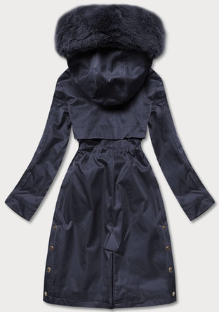 Zimowa kurtka damska na misiu granatowa (b537-3)