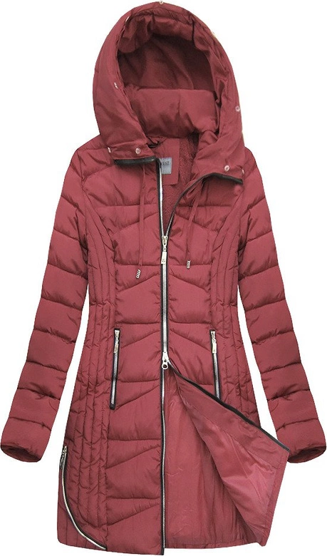 PIKOWANA DAMSKA KURTKA ZIMOWA Z KAPTUREM RÓŻOWA (B2632-30)