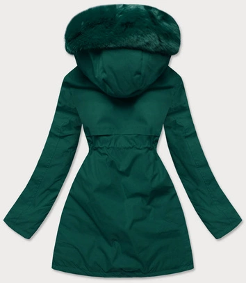 KURTKA ZIMOWA DAMSKA Z OZDOBNĄ PODSZEWKĄ ZIELONA (B9576-10)