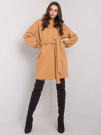 Dresowa sukienka oversize z paskiem camel (7253)