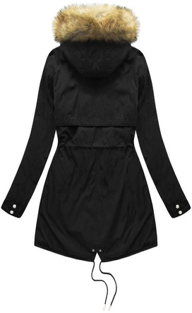 Dwustronna damska kurtka zimowa z kapturem czarno-niebieska (w214big)