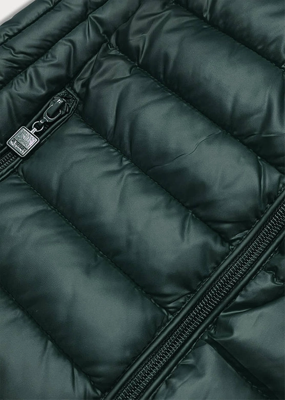 Bezrękawnik ze stójką damski ciemnozielony (b2722-10)