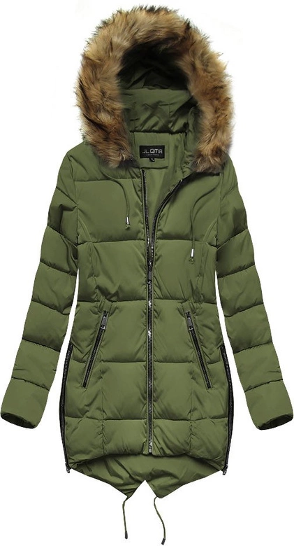 PIKOWANA KURTKA Z KAPTUREM KHAKI (X857X)