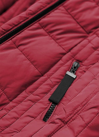 CIENKA KURTKA ZIMOWA DAMSKA Z KAPTUREM CZERWONA (8943-B)