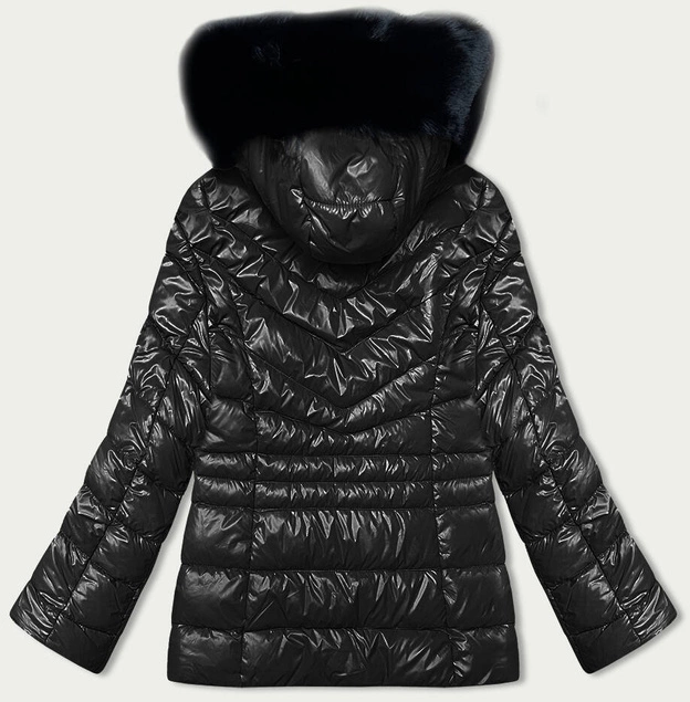 Pikowana kurtka zimowa damska czarna (V776G)