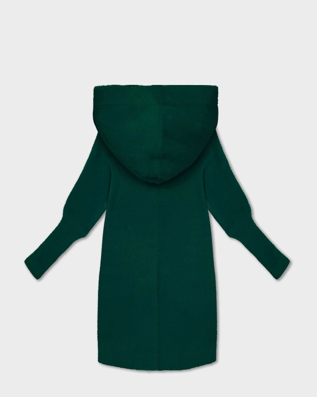 Narzutka kurtka alpaka z kapturem butelkowa zieleń (19905.1)