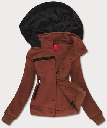 Krótka bluza rozpinana damska brązowa (AMG-63)