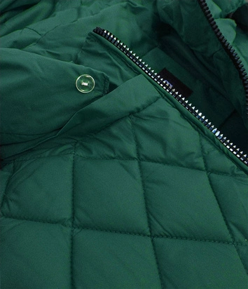 PIKOWANA DAMSKA KURTKA Z KAPTUREM ZIELONA (808)