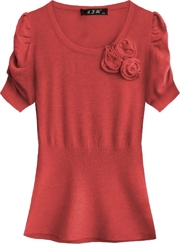 SWETER Z BUFIASTYMI RĘKAWAMI CZERWONY (1576)