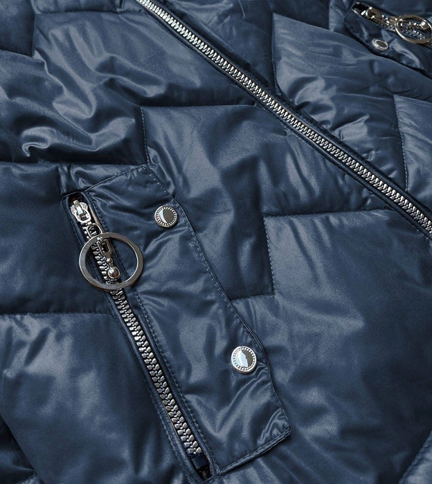 Kurtka damska z kapturem granatowo/różowa (bh2003)