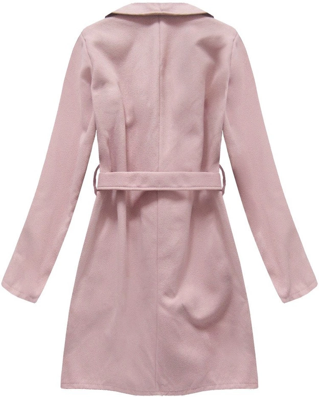 PŁASZCZ WIĄZANY PASKIEM RÓŻOWY (177ART)