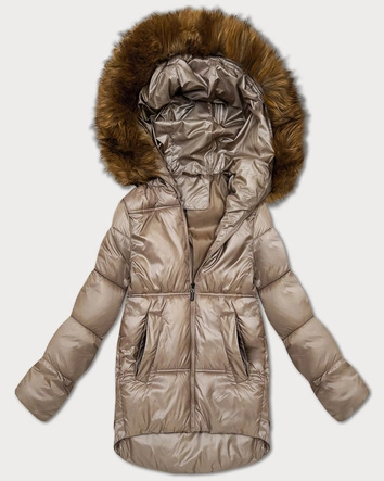 Damska kurtka bombka z kapturem S'West beżowa (B8280-12)