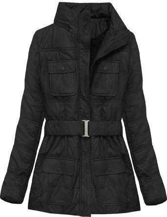 KURTKA Z EKOSKÓRY Z FUTERKIEM CZARNA (X6005X)