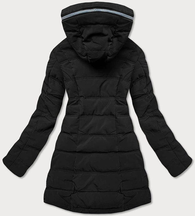 CIEPŁA DWUSTRONNA KURTKA DAMSKA ZIMOWA CZARNO-GRAFITOWA (M-21315)