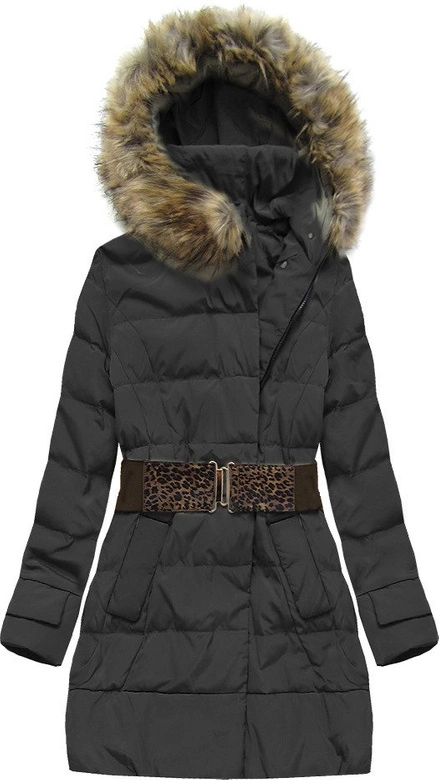 KURTKA Z KAPTUREM I PASKIEM CZARNA (1976)