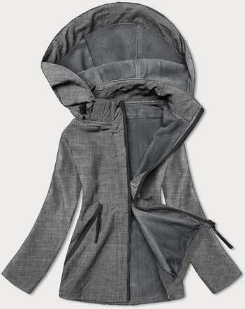 DAMSKA KURTKA NA POLARZE SZARY MELANŻ (HD183-3)