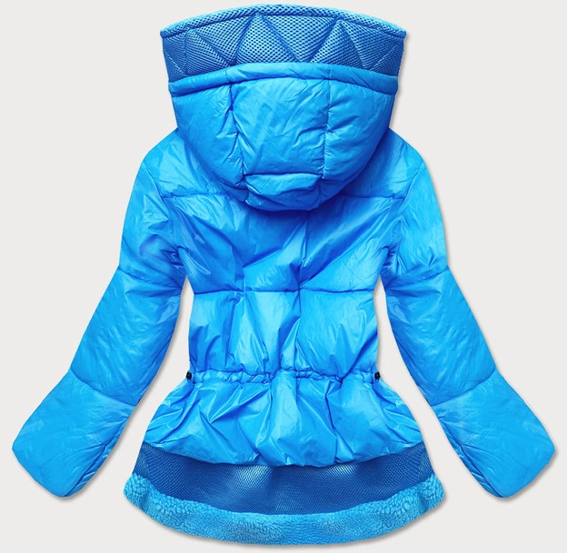 KRÓTKA ZIMOWA KURTKA DAMSKA Z KAPTUREM NIEBIESKA (JIN211)