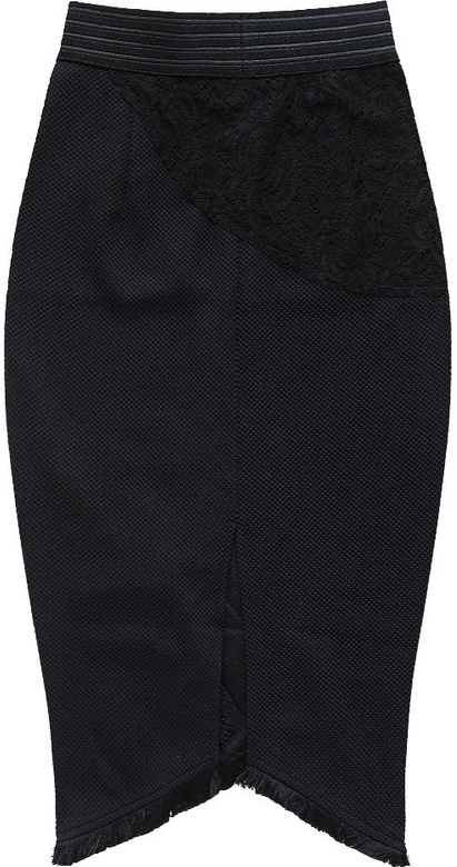 OŁÓWKOWA SPÓDNICA Z TŁOCZONEGO MATERIAŁU CZARNA (306)