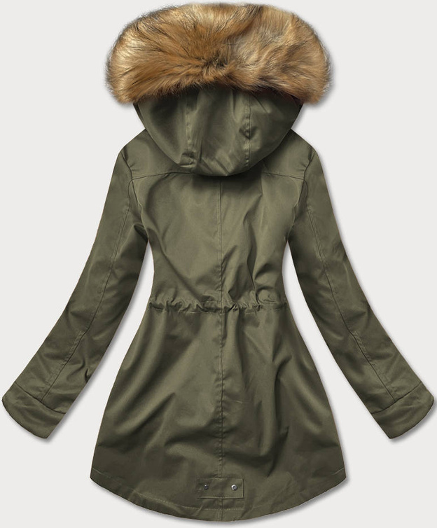 Parka zimowa damska khaki-beż (m-21356)