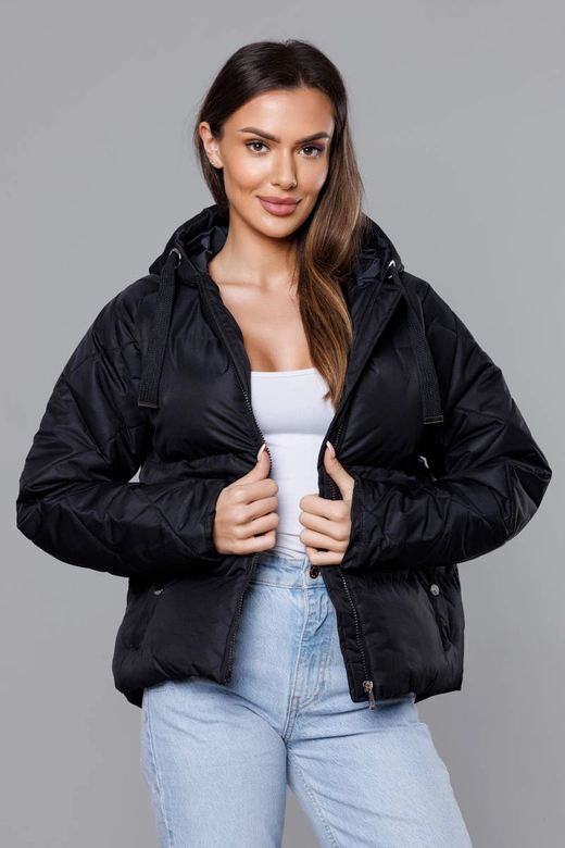 Przejściowa kurtka z pikowanymi rękawami czarna (5M3113-392)